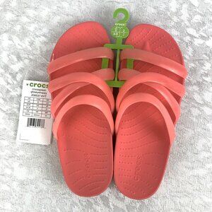 Crocs Splash Glossy Strappy Neon Watermelon Women’s Slip-On Sandals Size 5 NWT